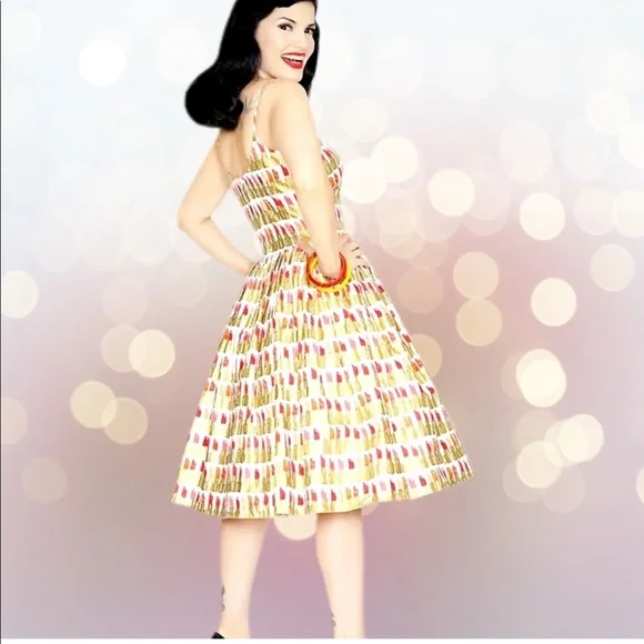 BERNIE DEXTER CHELSEA LIPSTICK PIN UP DRESS, RARE!!! XS - Picture 5 of 7